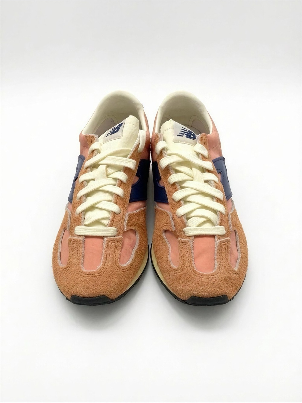 New Balance Women’s Peach Suede Sneakers with Navy 'N' - Picture 2 of 2